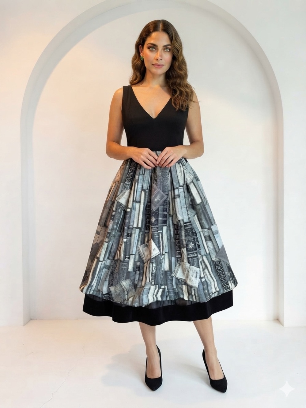 RARE The Snow Field Library Book Print Lolita JSK Dress M • LIKE NEW